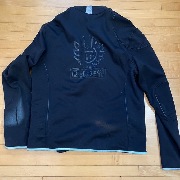 Belstaff Cotton Reflective Hem Back Logo Zip Sweater, Black, Size XL - Picture 2 of 5